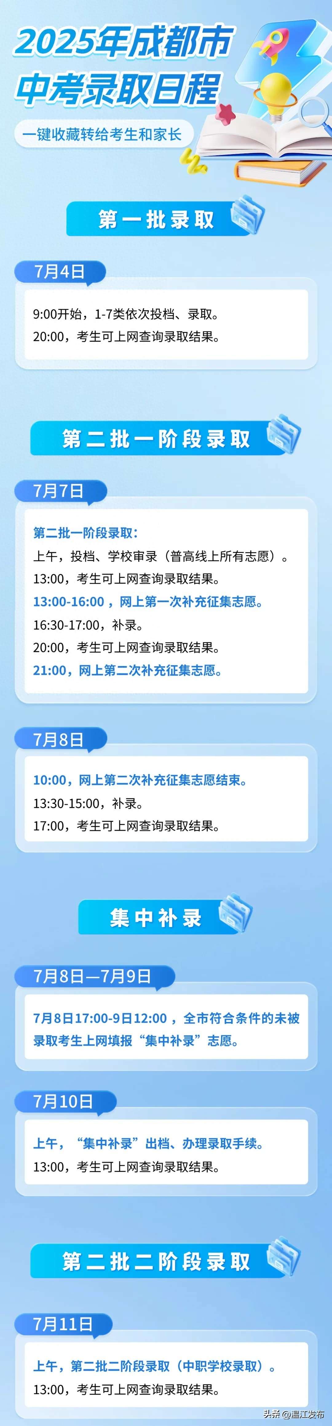 7月4日开始录取!成都中考录取日程请查收